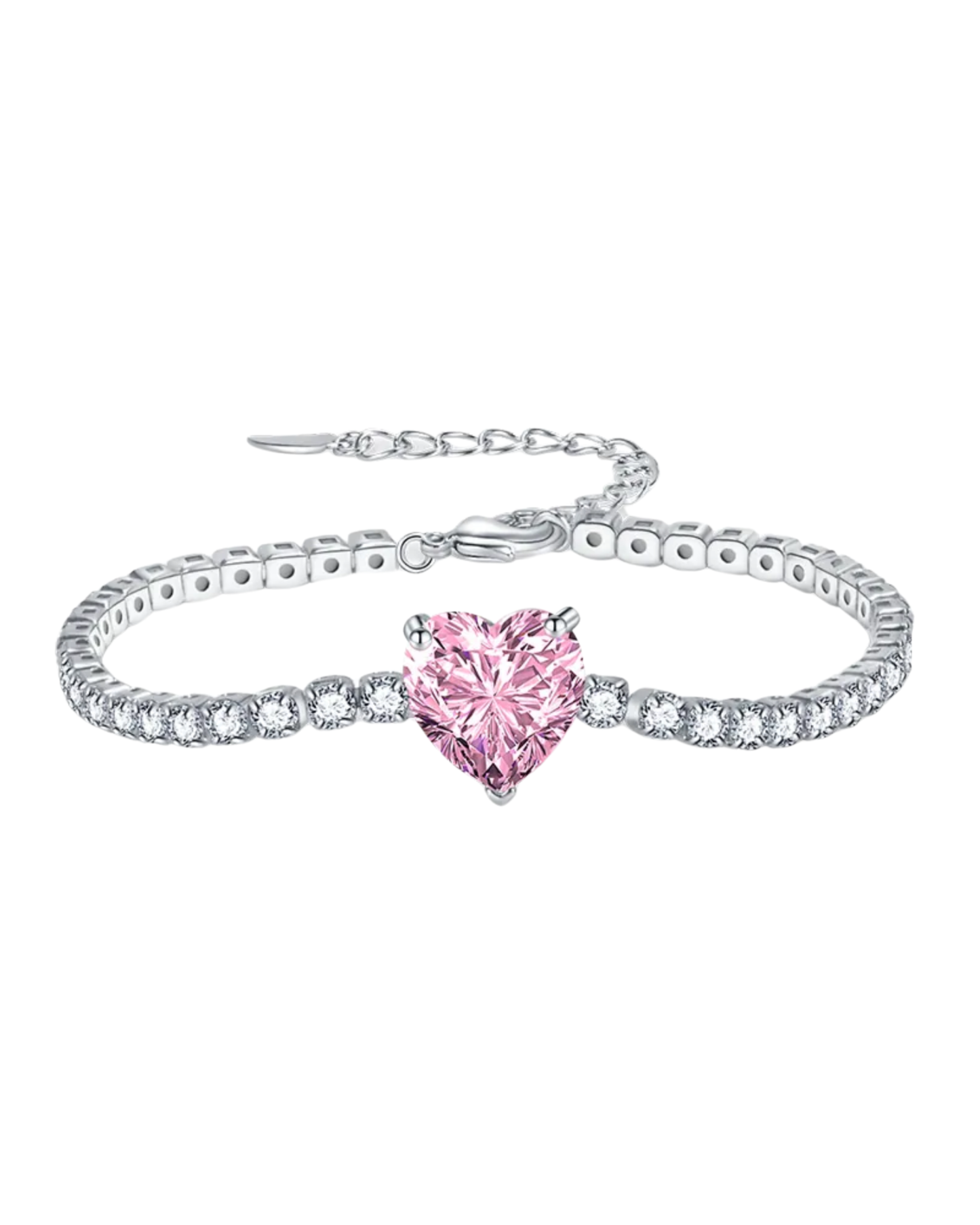 Pink Tennis Heart Bracelet