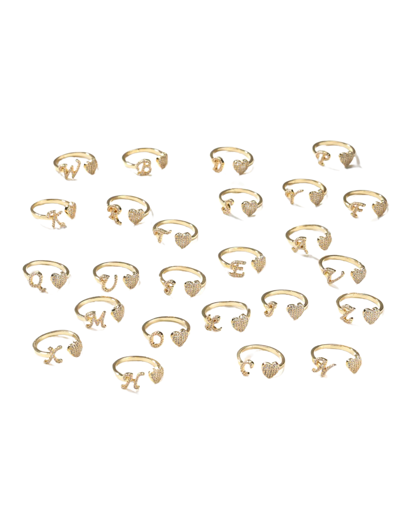 Adjustable Gold Bling Initial Ring