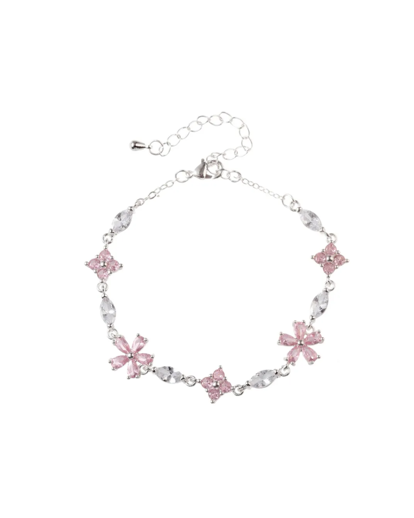 Pink & Silver Flower Bracelet